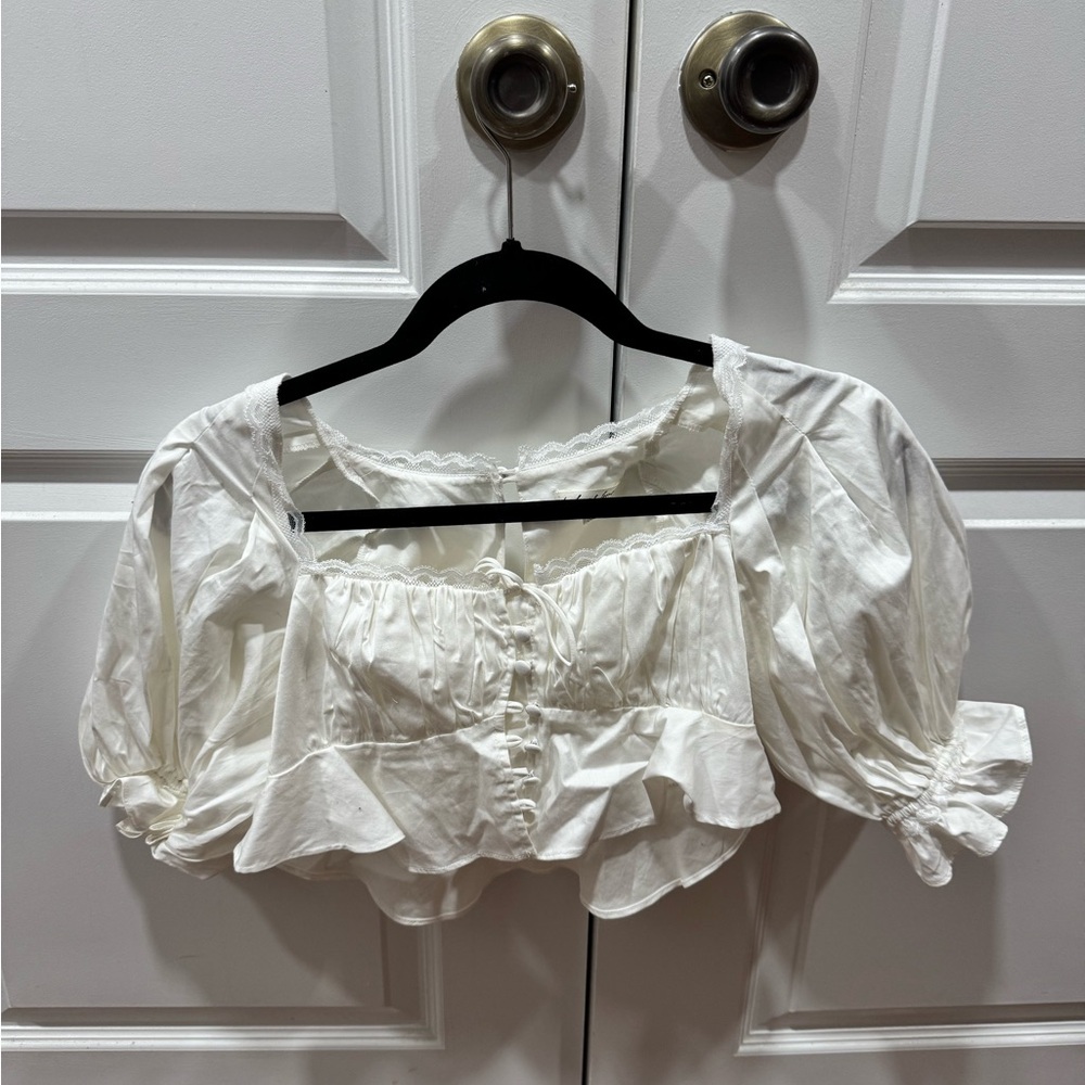 For Love And Lemons White Ruffled Blouse